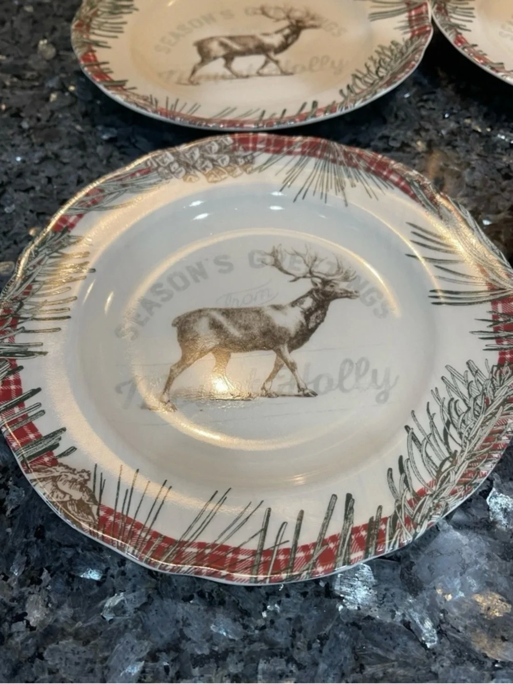 Robert Stanley Set of 4 Christmas Plates 8.5” Pine Lodge NWT